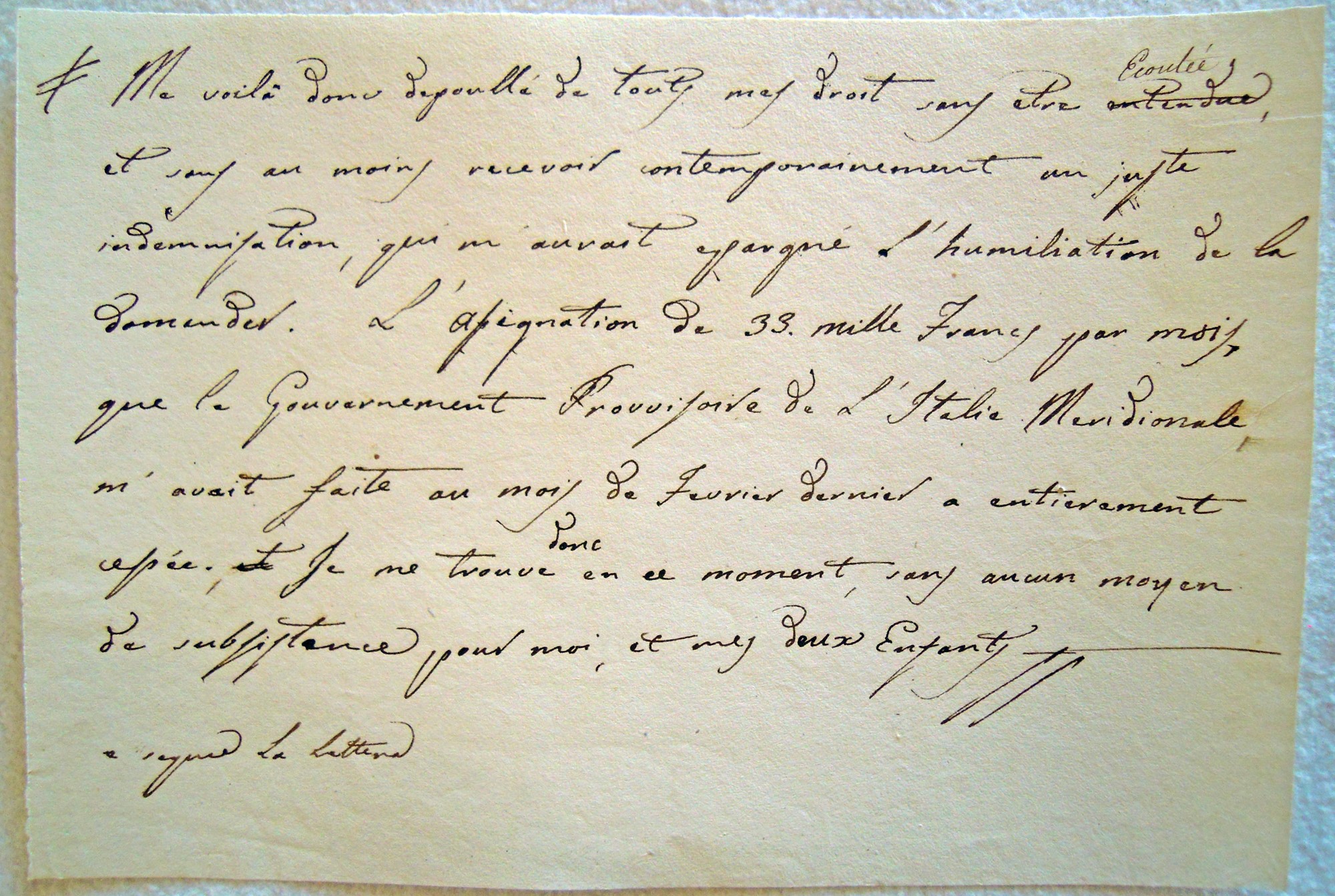 Maria Luisa di Borbone sua lettera